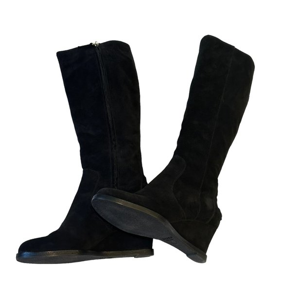 FENDI Black Suede Tall Wedge Cathy Boot, Size 39.5 - Picture 7 of 12